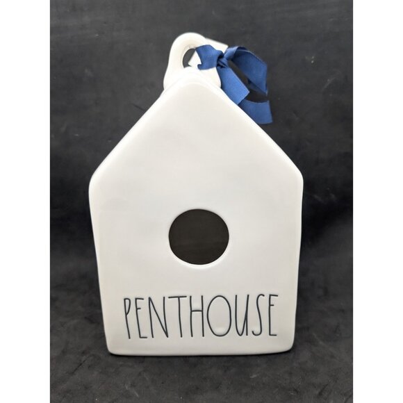 Rae Dunn PENTHOUSE Glossy White Square Ceramic Birdhouse New with tags - Picture 1 of 13